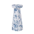 Amalfi Provincial Watercolour Ceramic Candleholder White & Blue 14x14x30cm