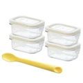Glasslock 5 Piece Rectangle Baby Food Container Set with Silicone Spoon - 150 ml