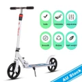 AU Folding Scooter Adjustable Height Extra Large WheelsTeenage Adult Kid Gift White