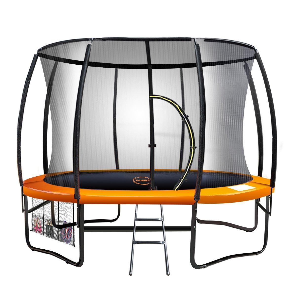 Trampoline - 10ft | Free Ladder, Spring Mat, Net, Safety Pad Cover, Round Enclosure - Orange by Kahuna