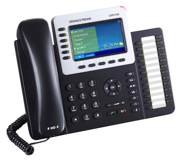 Grandstream GXP2160 6 Line IP Phone, 6 SIP Accounts, 480x272 Colour LCD, Dual GbE, 5 program keys, 24 BLF keys, Built-In Bluetooth, Powerable Via POE