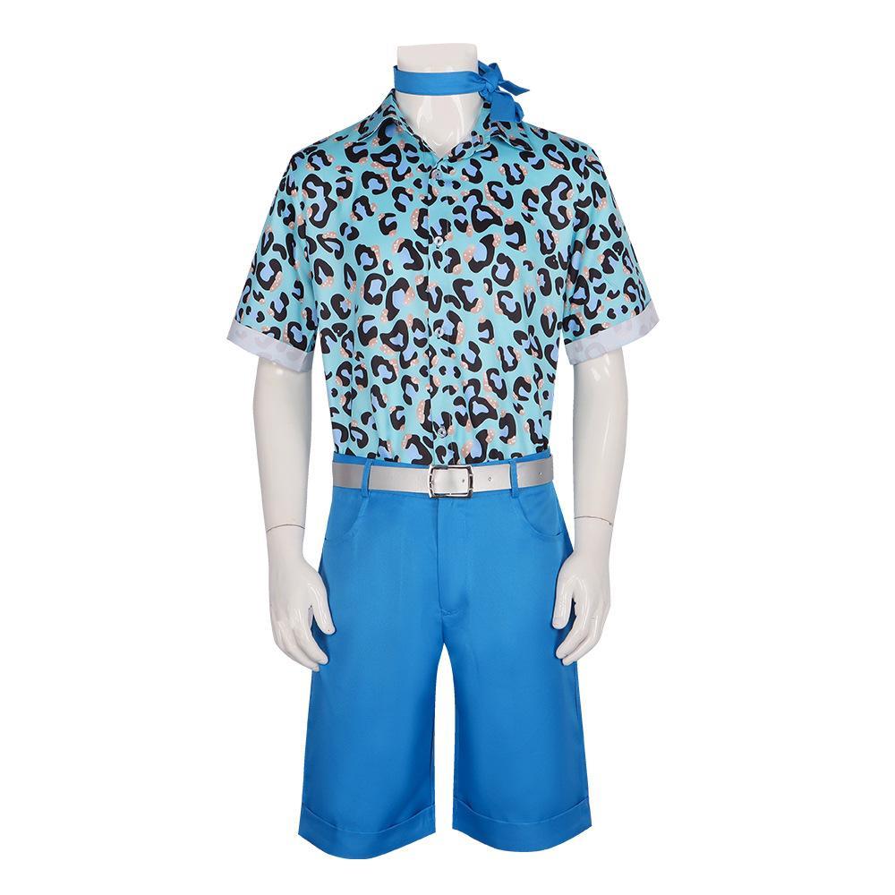 Barbie Ken's Costume Men's Blue Shirt Shorts Cosplay Outfit (Size:L)