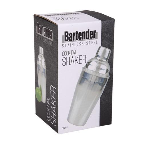 Bartender Stainless Steel Cocktail Shaker - 550mL