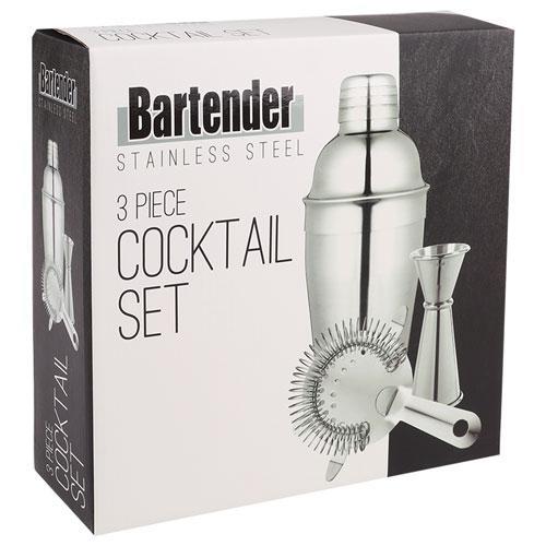 Bartender Stainless Steel Cocktail Set - 3-Piece