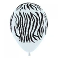 Zebra Animal Print Black & White 30cm 12 Pack Balloons