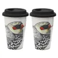 2x Ecology Paradiso 240ml Travel Mug Fine China Drinks Flask Cup w/Lid Firetail