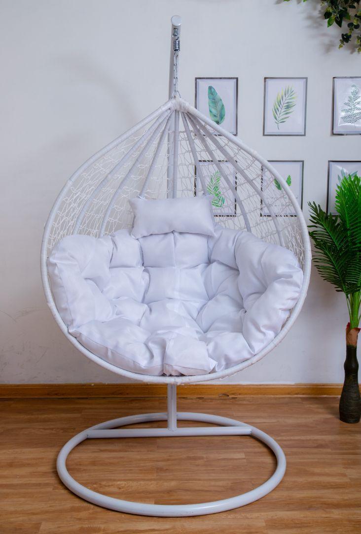 Egg Chair Hanging- White Basket & Grey Cushion