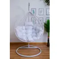 Egg Chair Hanging- White Basket & Grey Cushion