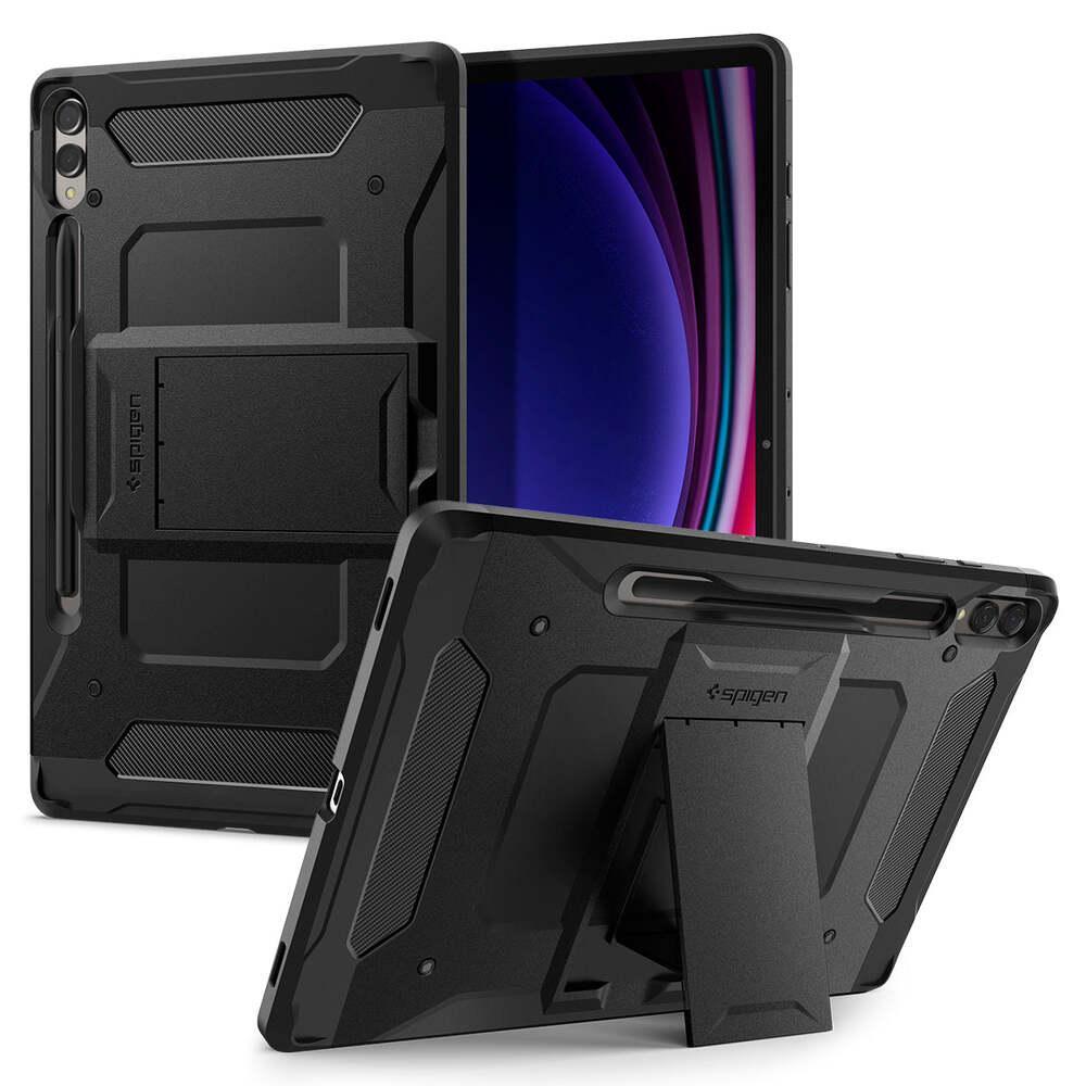 SPIGEN Galaxy Tab S9 Plus 12.4 Case, Genuine Tough Armor Pro Hard Kickstand Cover for Samsung - Black