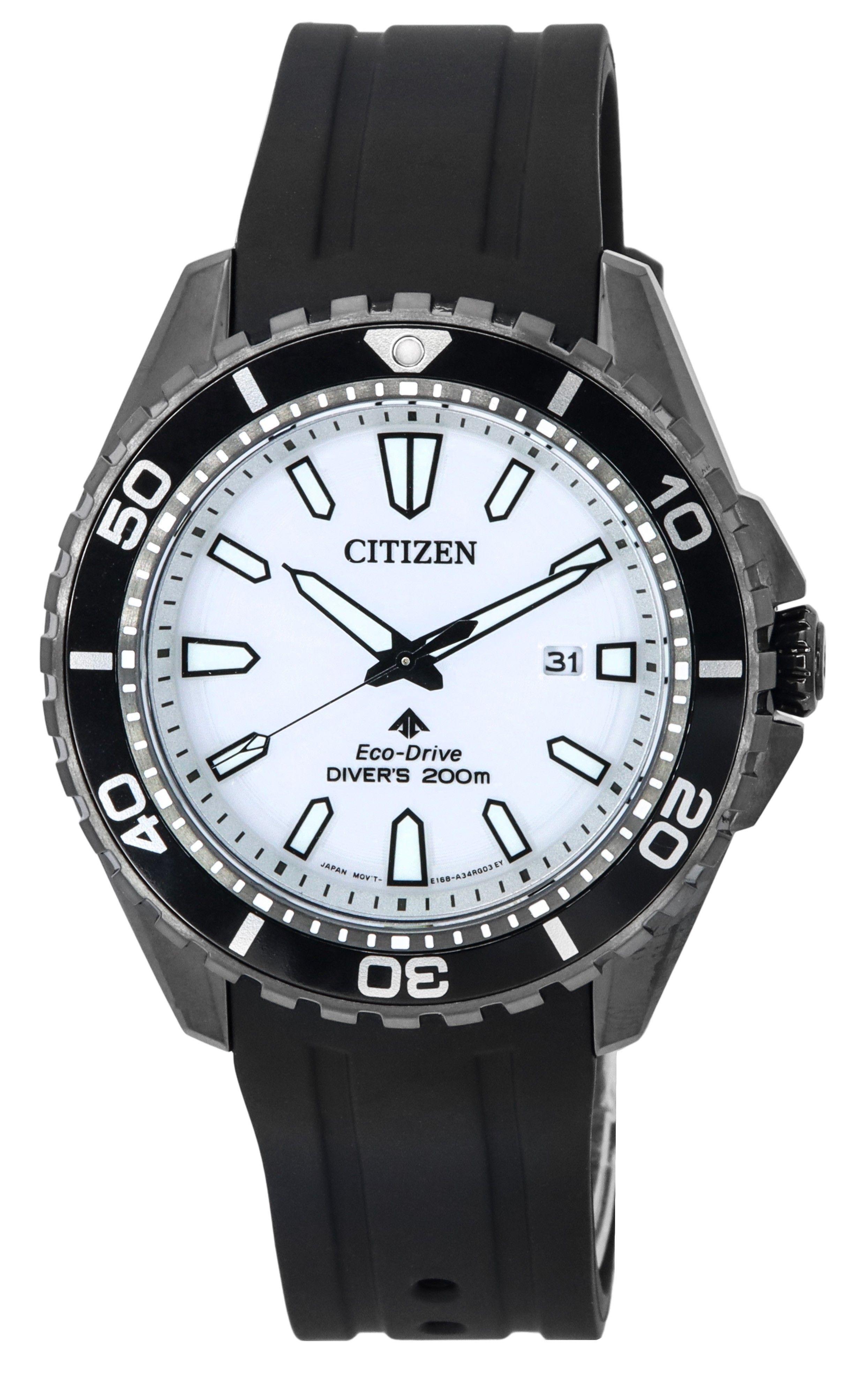 Citizen Promaster Marine Rubber Strap White Dial Eco-Drive Diver's BN0197-08A 200M Men's Watch