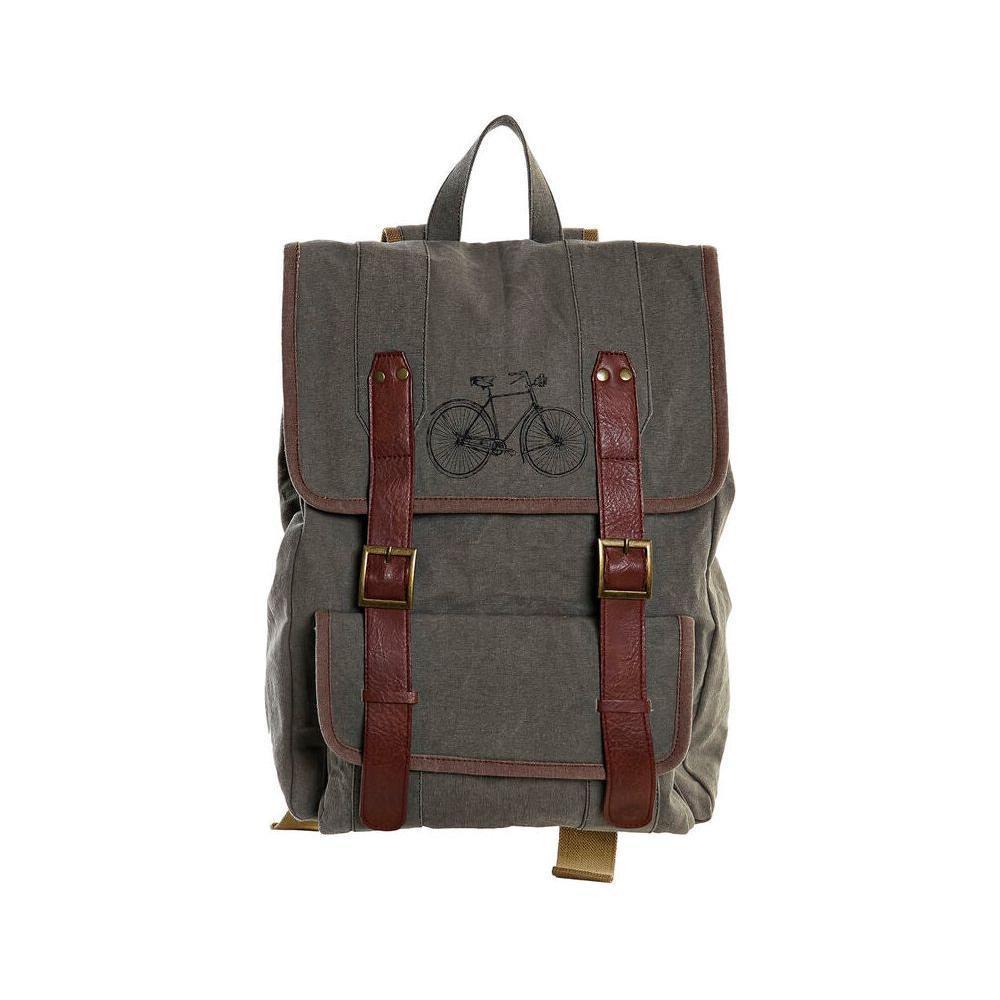 DKD Home Decor Canvas Bicycle Casual Backpack - Model DKD-1234 - Unisex - Grey Brown