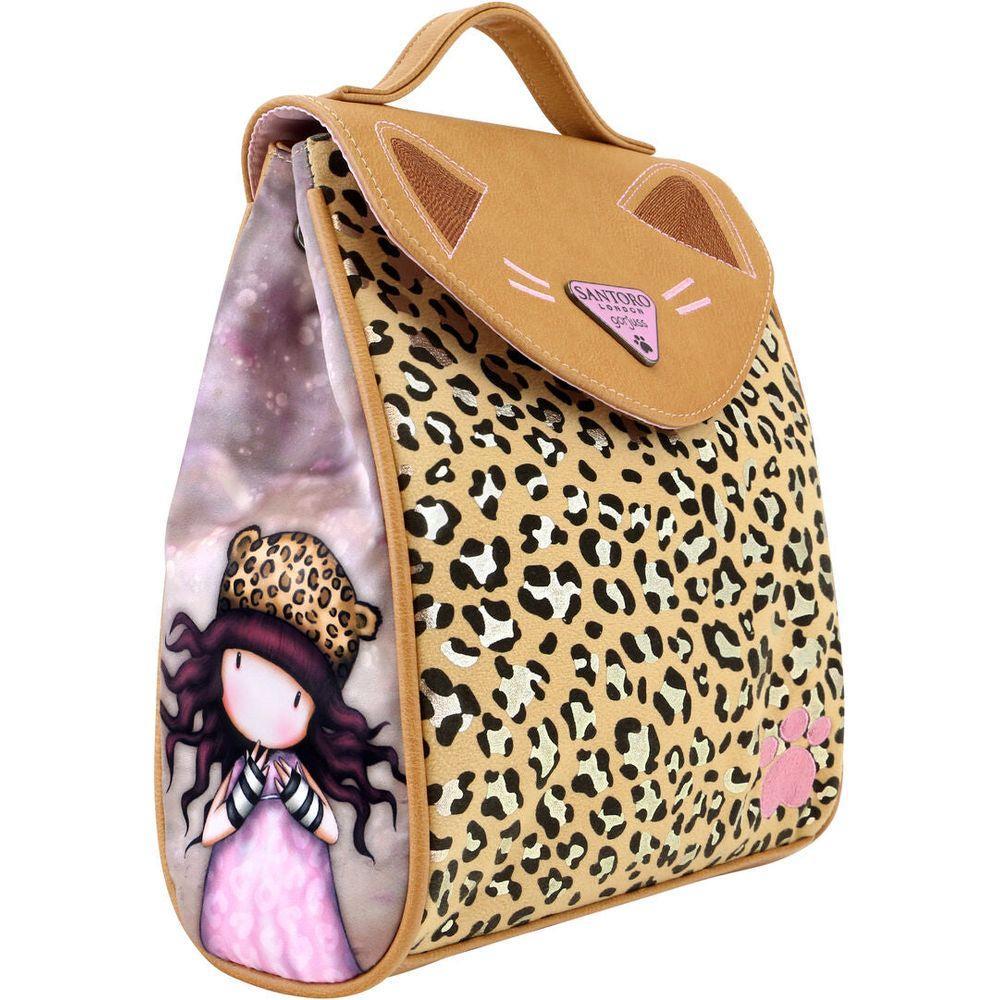 Gorjuss Leopard Casual Backpack (Model No. 23 x 11 x 27 cm) - Brown, for Girls