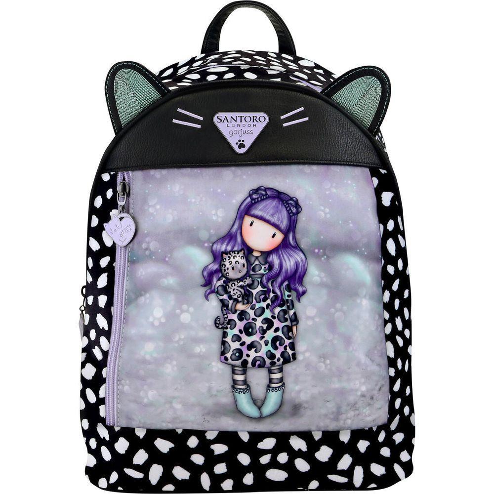 Gorjuss Smitten Kitten Black White Casual Backpack - Model GSK-BW-25531 - Girls