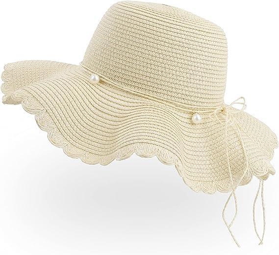 Women's Straw Hat, Foldable Sun Cap UV Protection, Summer Beach Visor Wide Brim Paper Floppy Braid B