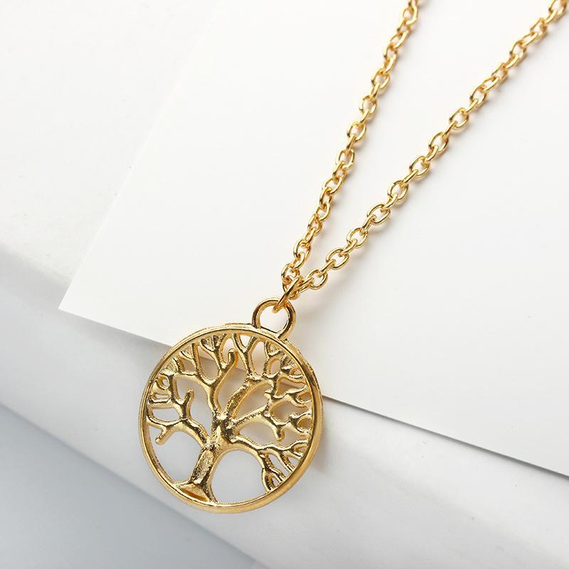 4pcs Gold Color Vintage Tree of Life Pendant Necklace