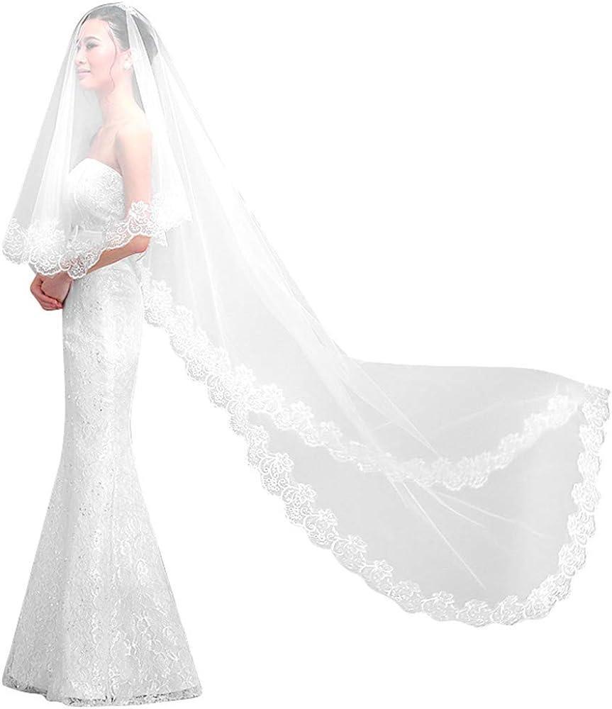 Wedding Veil with Lace Edges Wave Wedding Veil 5 Meters Long Elegant Beautiful White Bridal Veil Wed