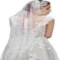 Wedding veil with comb, white pearls, decoration for the wedding dress