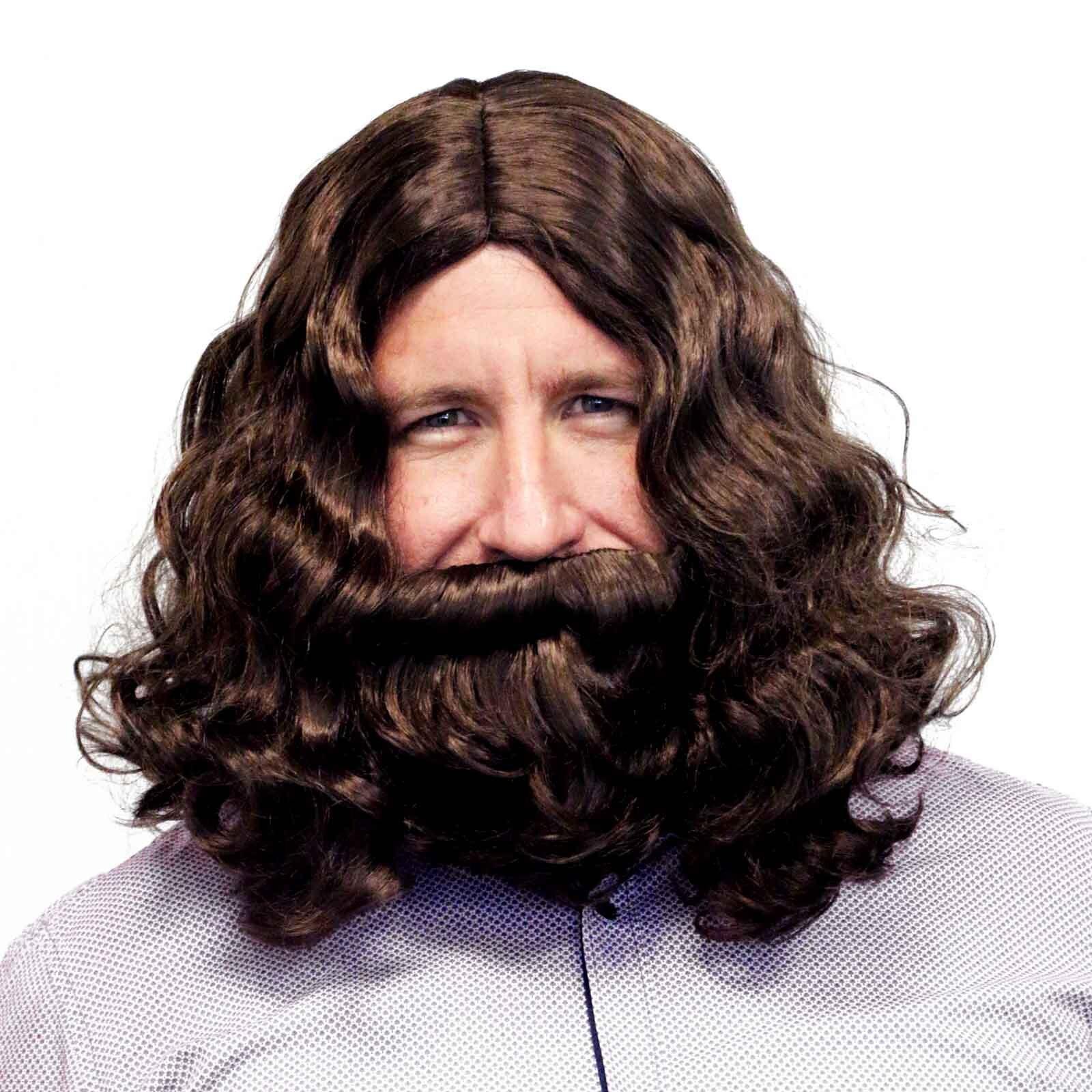 Jesus Brown Beard & Wig Set - Adult