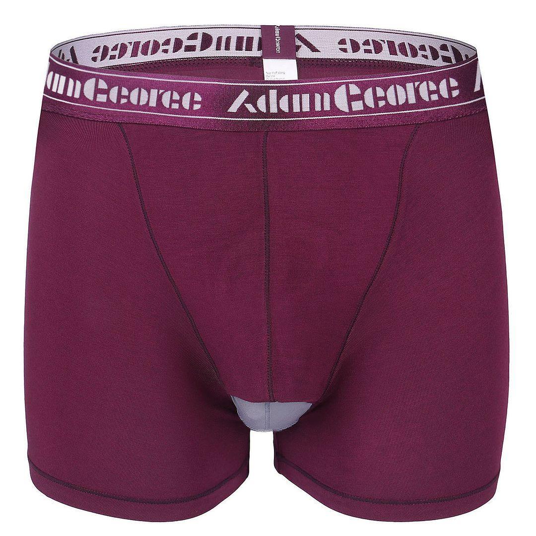 Adam George 4 Pack Men's Underwear Boxers Boyshorts Trunks MicroModal Blue And Wine Red