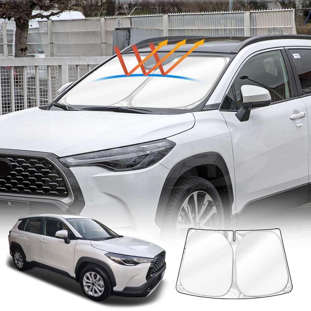 Windshield Sun Shade for Toyota Corolla Cross 2022-2024 Blocks UV Rays Foldable Custom Wind Screen Sun Visor Protector