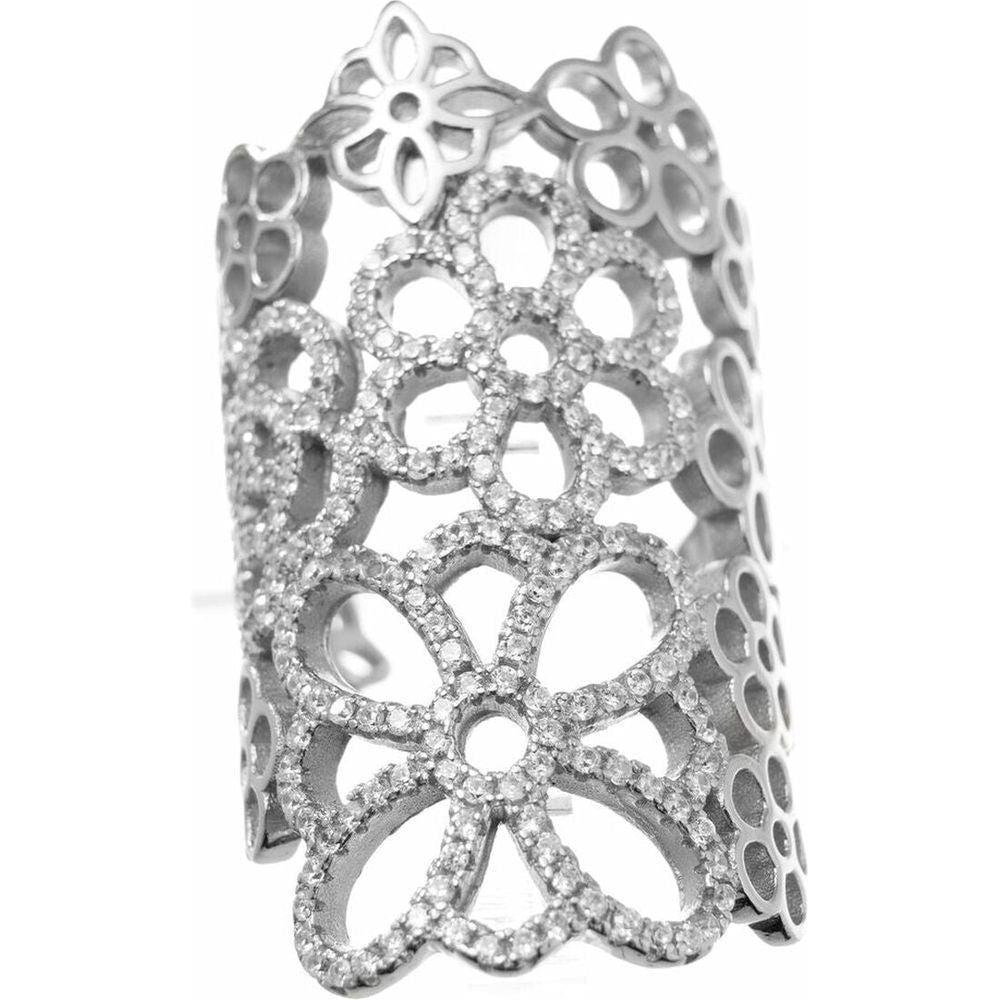 Elegant Ladies' Sterling Silver Ring by Folli Follie - Model 3R15S135C-52 (Size 12) - Silver