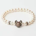 Lancaster JLA-BR-CRAB-4-WH Ladies' Sterling Silver Brown and White Bracelet