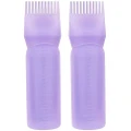 2 Pcs Graduated Scale Applicator Bottle for Hair Dye Bottle Applicator Brush-Purple