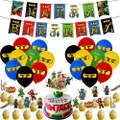 Goodgoods House Children Youth Lego Ninjago Themed Birthday Party Decoration Banner Cake Toppers Balloons