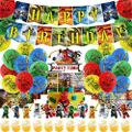 Vicanber Home Boys Girls Young People Lego Phantom Ninja Themed Birthday Party Decoration Banner Cake Toppers Balloons