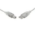 USB 2.0 Certified Cable A-B Transparent Metal Sheath UL Approved - 1m