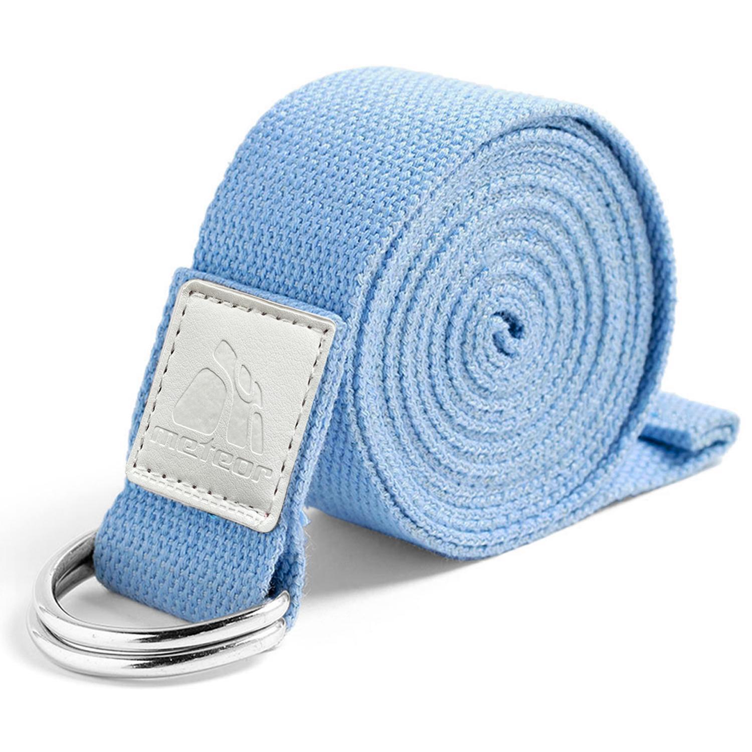 METEOR Essential Yoga Straps - Yoga Strap Belts,Yoga Belts,Strap Belts,Stretching Belts,Yoga Bands,Pilates Bands,Stretch Bands,Posture Straps - Blue
