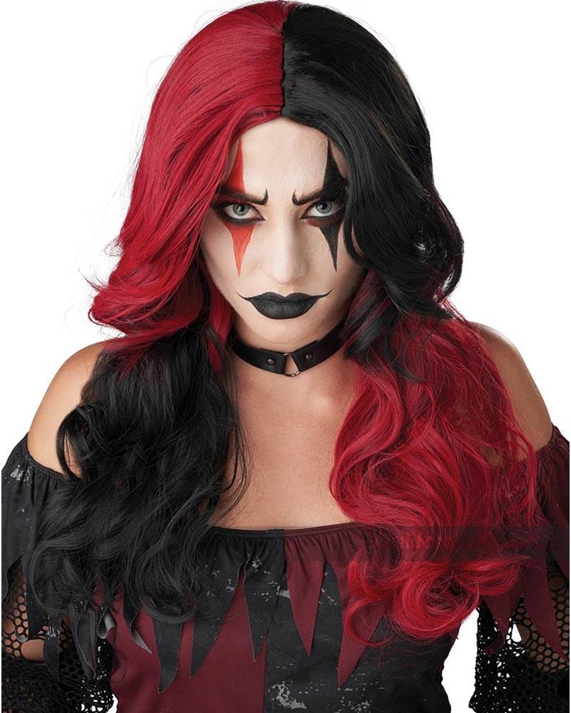 Evil Jester Red and Black Wig