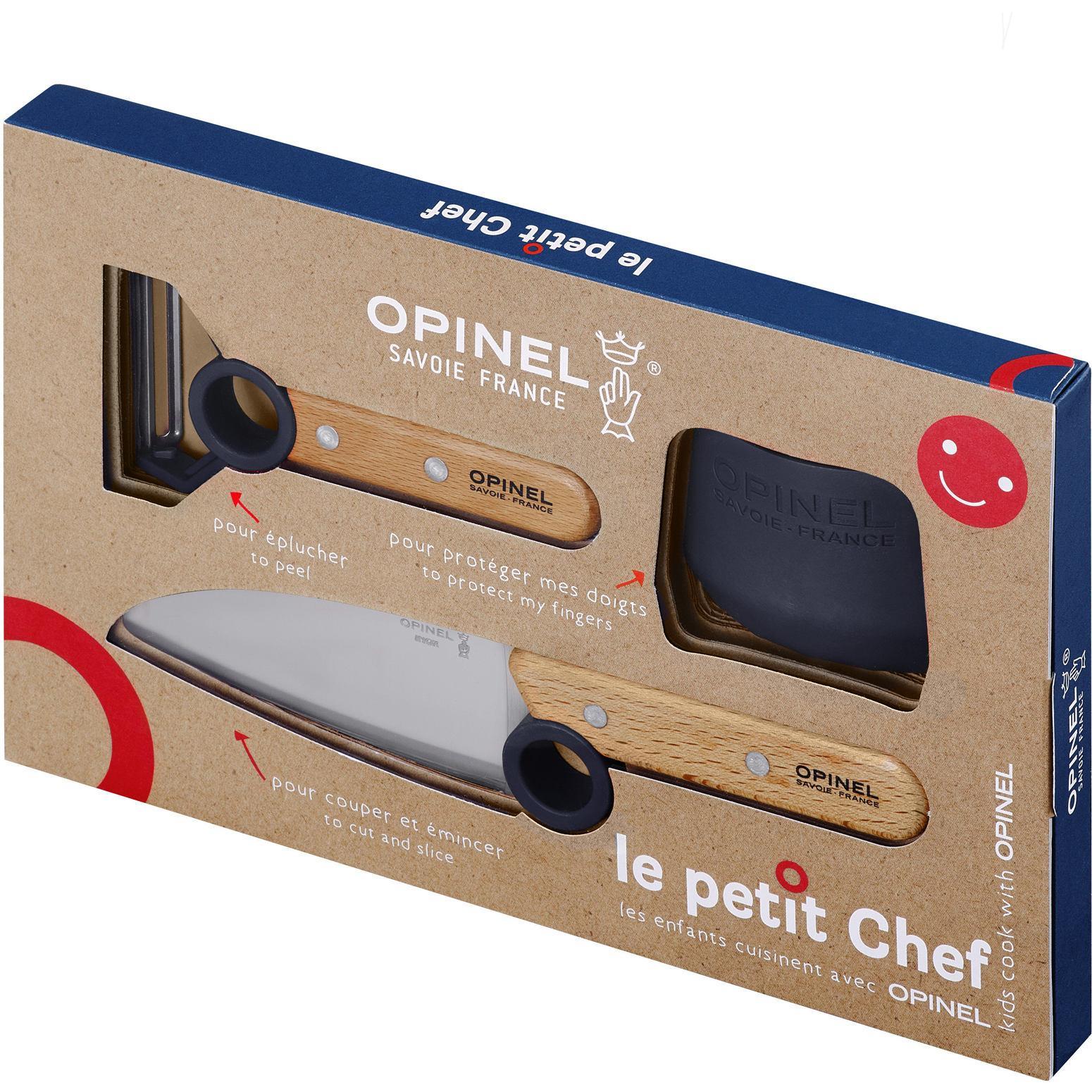 OPINEL Le Petit Chef finger guard kitchen knife and peeler set - Blue