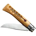 OPINEL No 10 locking knife with Corkscrew - stainless steel + beech handle