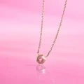 Fossil Barbie Special Edition Gold Plated Stainless Steel Pink Crystal Pendant On Chain