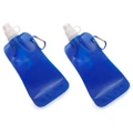 2x Doozie 450ml Collapsible Camping Water Drink Bottle Gym/Sport/BPA Free Blue