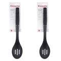 2x KitchenAid Nylon Soft Touch Slotted Spoon Cooking Utensil Heat Resistant BK