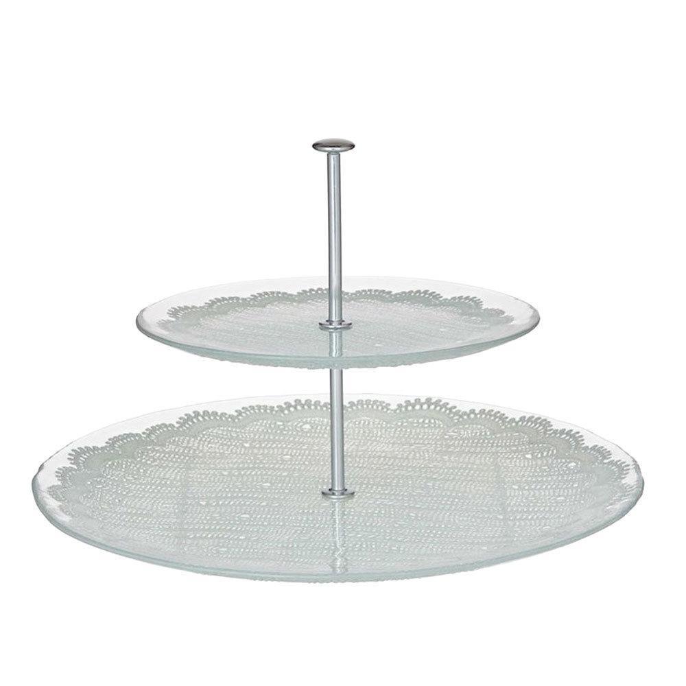 Davis & Waddell Willow 2 Tier Glass Serving Platter/Food Stand Display/Cupcake