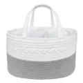 Living Textiles | 100% Cotton Rope Nappy Caddy - Small - Grey/White