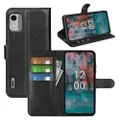 For New Nokia C02 Premium Leather Wallet Case Flip Cover - Black