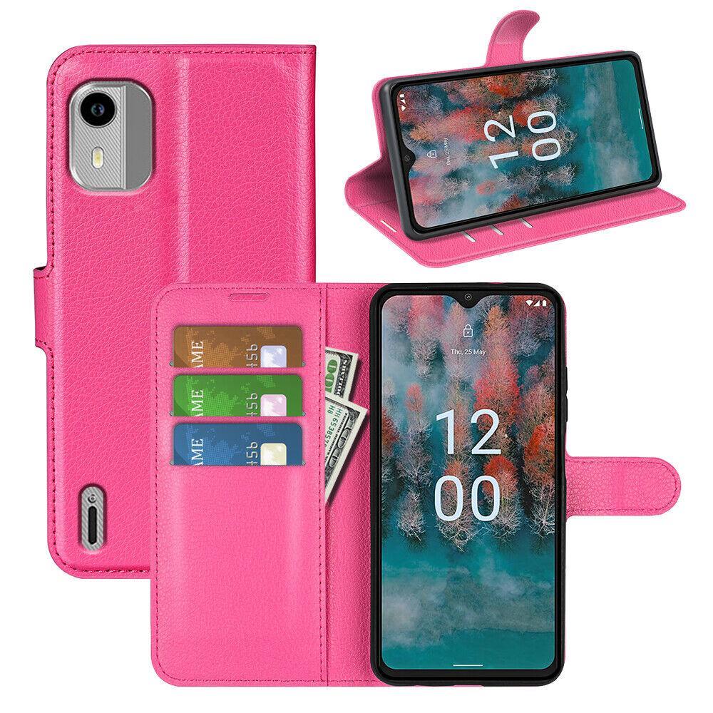 For New Nokia C02 Premium Leather Wallet Case Flip Cover - Pink