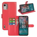 For New Nokia C02 Premium Leather Wallet Case Flip Cover - Red