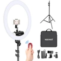 Neewer Ring Light Kit [Upgraded Version-1.8cm Ultra Slim] - 18 inches, 3200-5600K, Dimmable LED Ring Light with Light Stand, Rotatable Phone Holder, Hot Shoe Adapter for Portrait Makeup Video Shooting