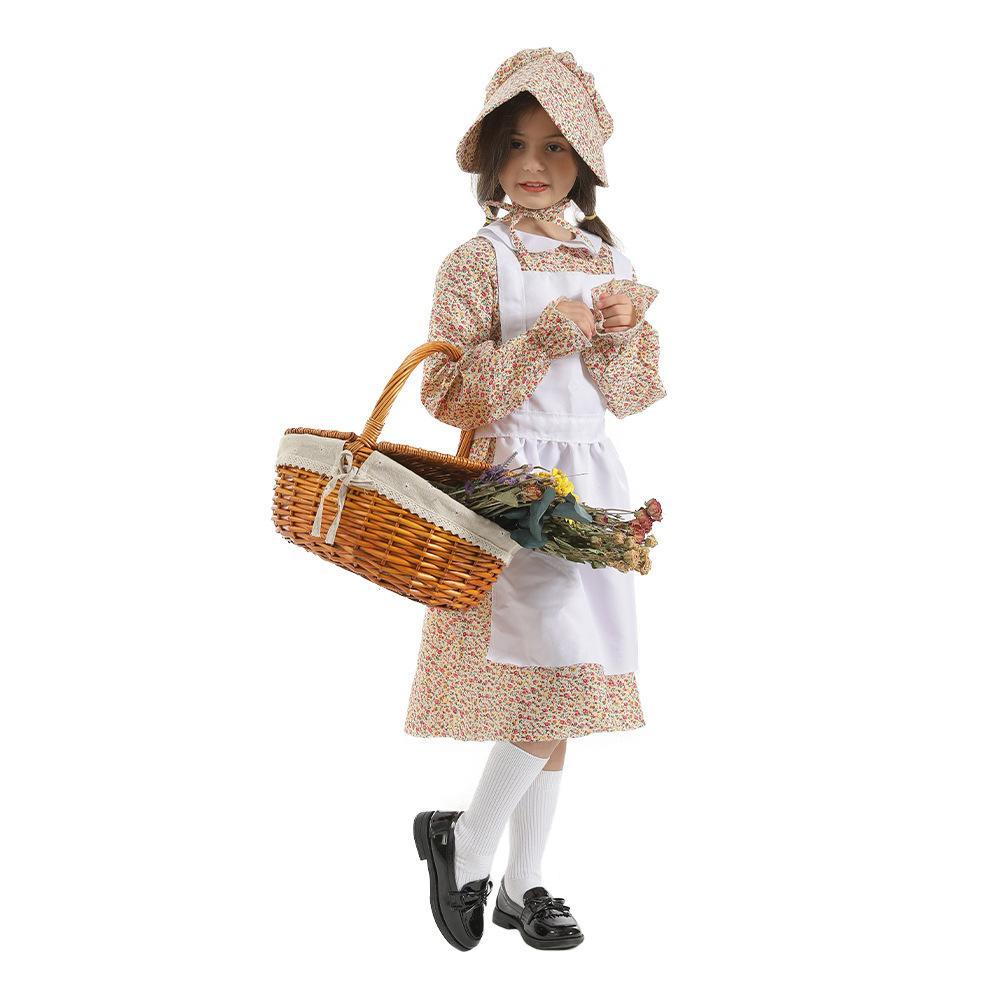 Kids Pioneer Olden Days Costume Pilgrim Frontier Colonial Victorian Book Week AU (Size:S)