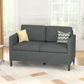 Advwin 2 Seater Sofa Lounge Linen Loveseat Couch Armchair Dark Grey