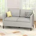 Advwin 2 Seater Sofa Lounge Linen Loveseat Couch Armchair Space Light Grey