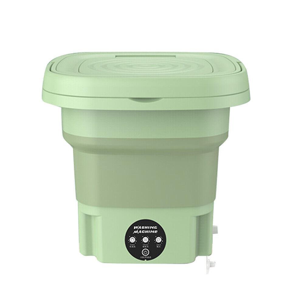 8L Portable Foldable Mini Washing Machine Collapsible Bucket For Travel Dorm Apt Green