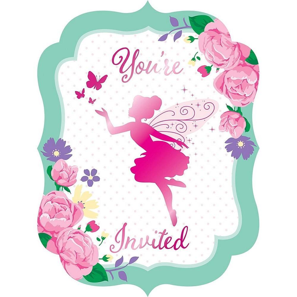 Creative Party Floral Fairy Invitations (Pack of 8) (Multicoloured) (One Size)