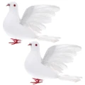 2 Pcs Christmas Tree Decorations Artificial White Dove Pigeon Figurine Accessories