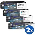 2 Sets of 4 Pack HP 981X Original High Yield Inkjet Combo L0R12A - L0R09A [2BK,2C,2M,2Y]